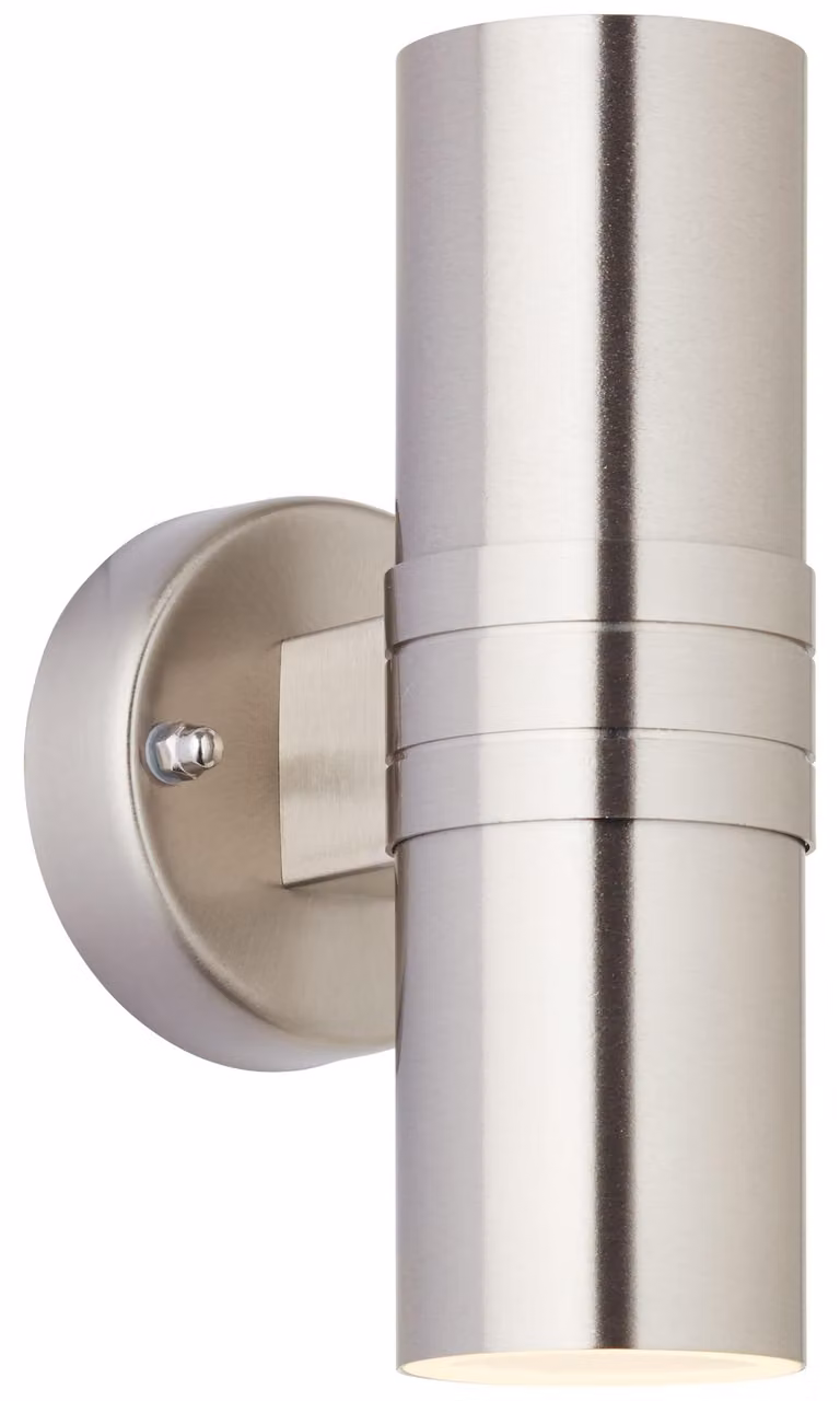 Lampada da parete esterna, 2 luci, attacco GU10, LED, 2x3W, 240 lumen, 3000K, acciaio inossidabile