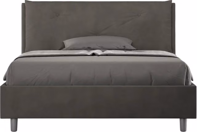 Letto Matrimoniale Francese Appia Large Giordanoshop Imbottito in Microfibra Grigio L: 140 cm, P: 210 cm, H: 110 cm – 1