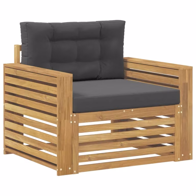 Divano da esterno moderno vidaXL in legno di acacia con cuscini bianco e antracite