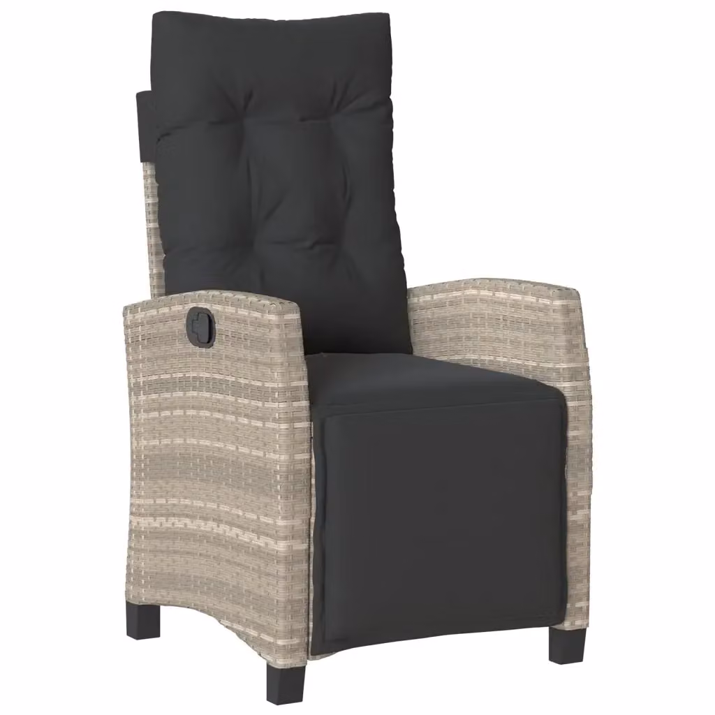 Sedia da giardino reclinabile vidaXL in polyrattan grigio antracite con poggiatesta regolabile e braccioli – 2