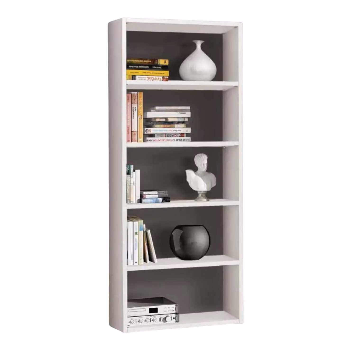 Libreria porta TV moderna a colonna Mobili 2G in legno di frassino bianco opaco L89 x P30 x H218 cm – 1