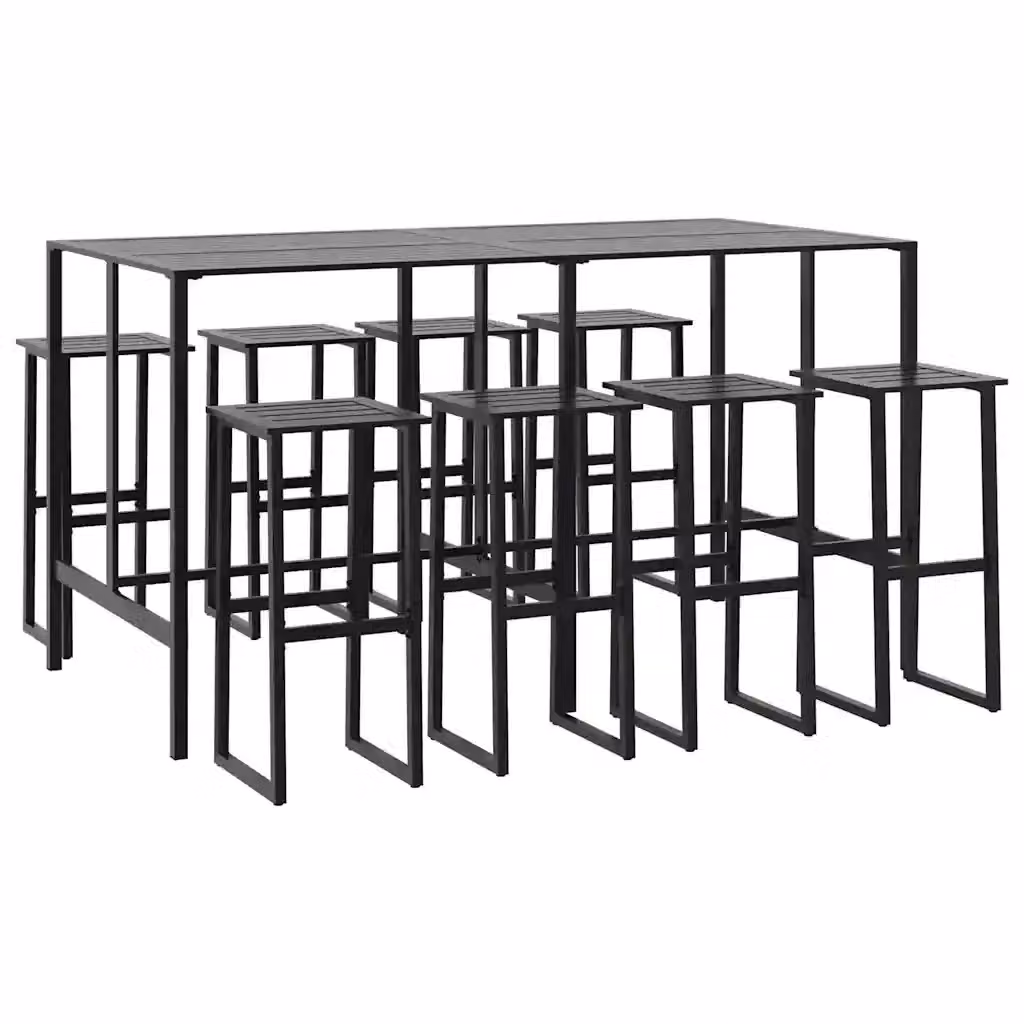 vidaXL Set Bar da Giardino 9pz Nero in Acciaio Verniciato a Polvere – 2
