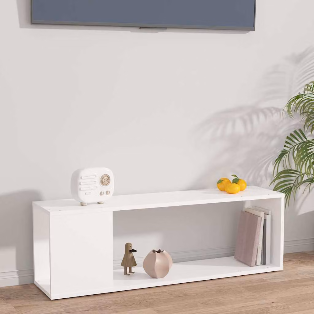 vidaXL Mobile Porta TV Moderno Bianco in Legno Multistrato L: 100 cm, P: 24 cm, H: 32 cm