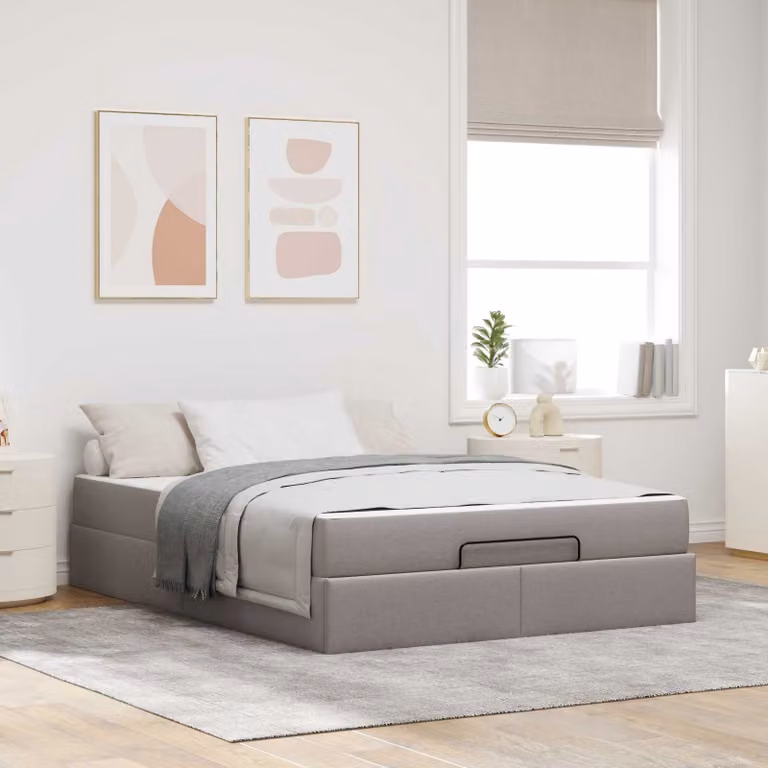 vidaXL Struttura letto con materasso 2 pz Talpa Tessuto