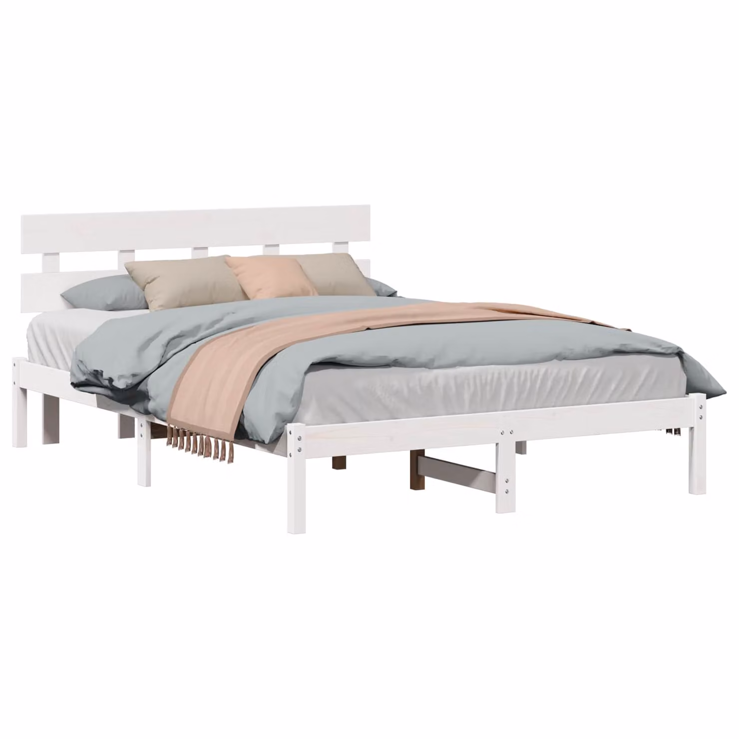 Struttura del letto moderna vidaXL in legno massello di pino bianco L/P/H: 200 x 150 x 80,5 cm