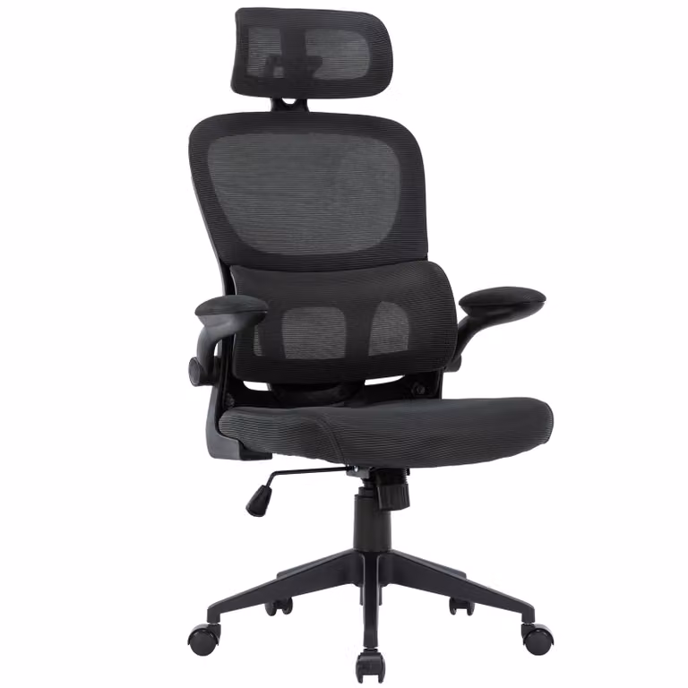 Sedia da ufficio flessibile dal moderno design in rete; sedia da scrivania ergonomica con supporto per il collo e la zona lombare; sedia da gaming con schienale in rete traspirante e funzione oscillante; colore: antracite