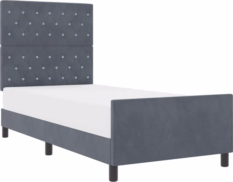 Letto a molle con testiera grigio scuro 100 x 200 cm in velluto