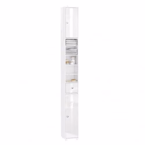 SoBuy Mobile Bagno Colonna Stretta e Alta 20x20x180cm Bianco Lucido