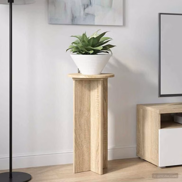Set di 2 supporti per piante vidaXL in legno color rovere, L/P/H: 29,5 x 29,5 x 60 cm