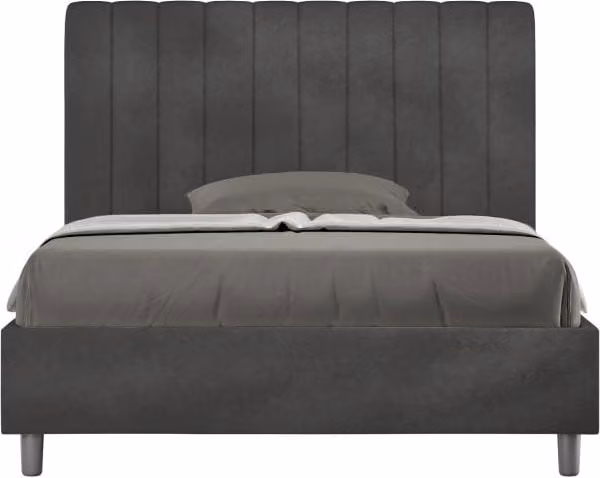 Letto imbottito 1 piazza e mezza 120x200 cm Agueda - Senza rete,Microfibra,Grigio