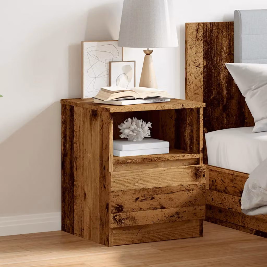 Comodino sospeso vidaXL in legno e metallo marrone classico L/P/H: 40 x 40 x 50 cm