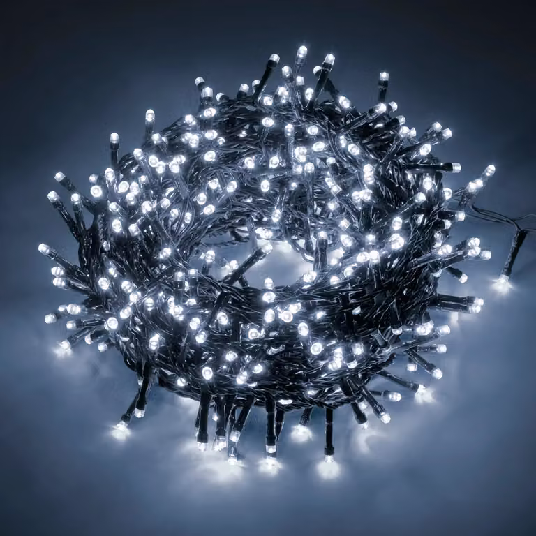 Dictrolux Catena Luminosa Compact con 500 LED Bianco Freddo e Verde, Lunghezza: 25 m