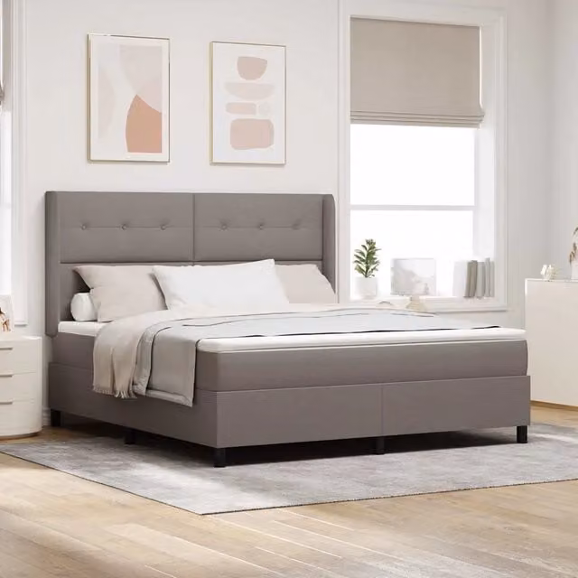 Letto a molle con illuminazione LED e porta USB vidaXL in tessuto beige o grigio con cassetti, L/P: 180 x 200 cm