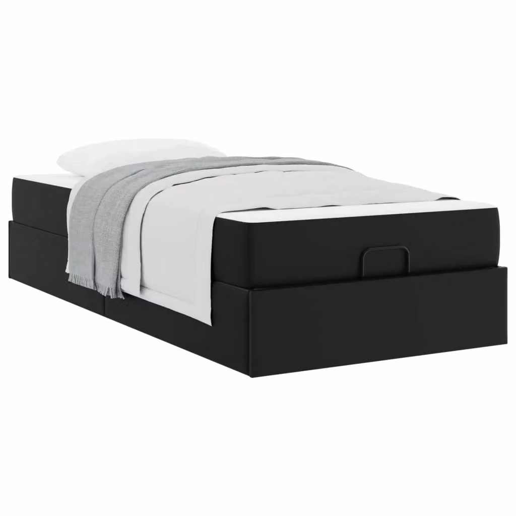 Set letto con struttura e materasso vidaXL in ecopelle nera, L/P/H: 90 x 200 x 30 cm – 2