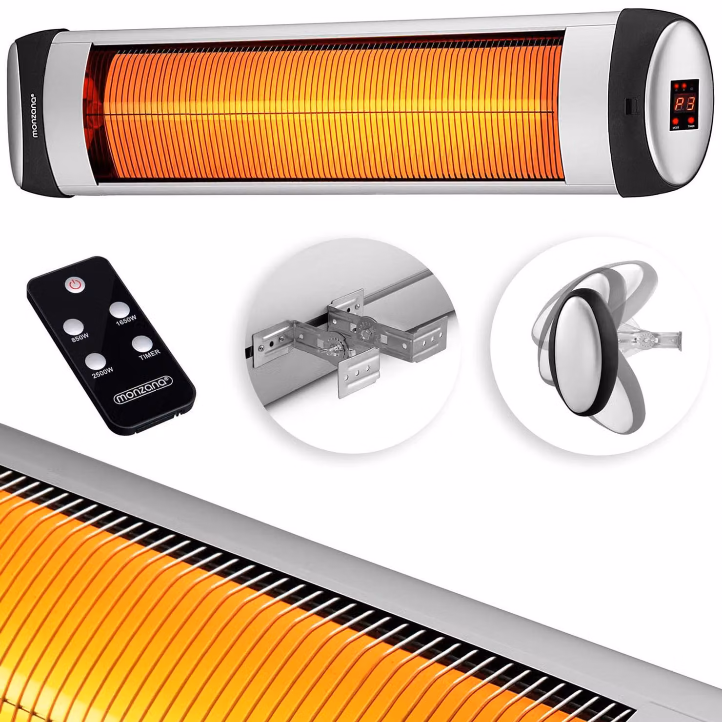 Riscaldatore a infrarossi per patio, 2500 W, livelli di calore regolabili