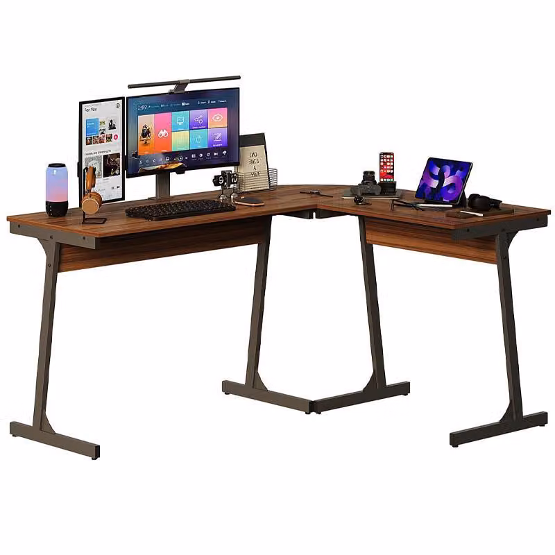 Scrivania Da Computer Angolare 148 Cm – Moderna, Stile Industriale | Marrone Scuro Loft