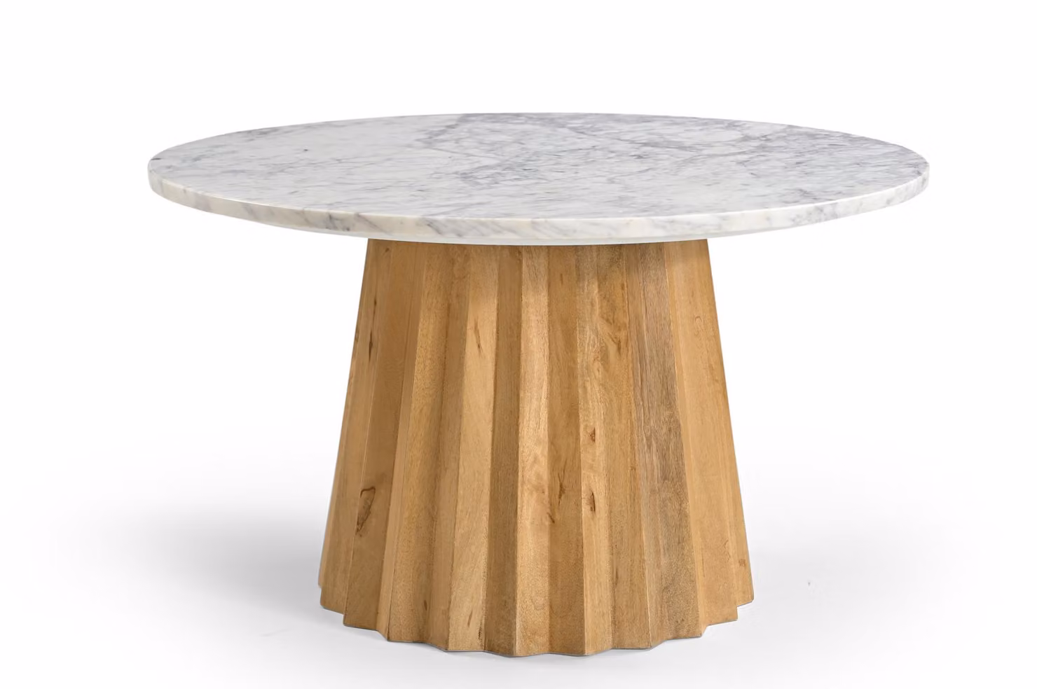 Marmoholz - Tavolino rotondo Torino Ø70 cm x H40 cm in marmo grigio e legno di mango chiaro - un elegante tavolo in stile scandinavo