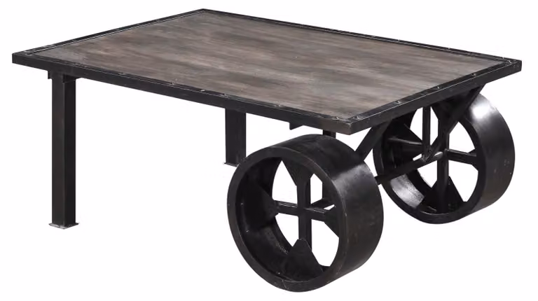 MASSIVMOEBEL24 | tavolino da salotto in legno di Mango 110x80x45 grigio scuro laccato RAILWAY #233