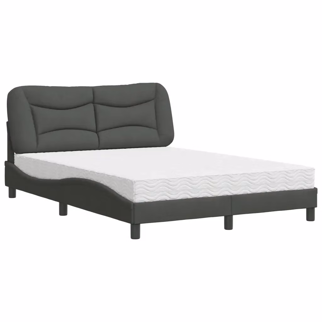 Letto con Materasso Hvar vidaXL Grigio e Bianco L/P: 140 x 190 cm – 2