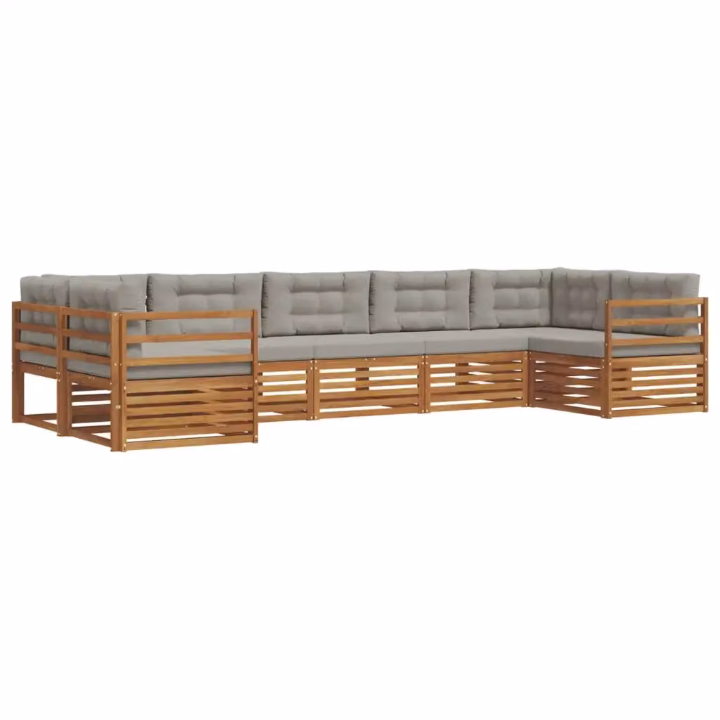 Set di divani da esterno a forma di U vidaXL in legno di acacia con cuscini grigi – 2