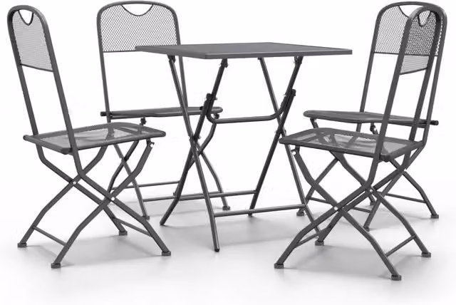 Set da Pranzo per Giardino 5pz in Acciaio Verniciato Antracite Matt – 1