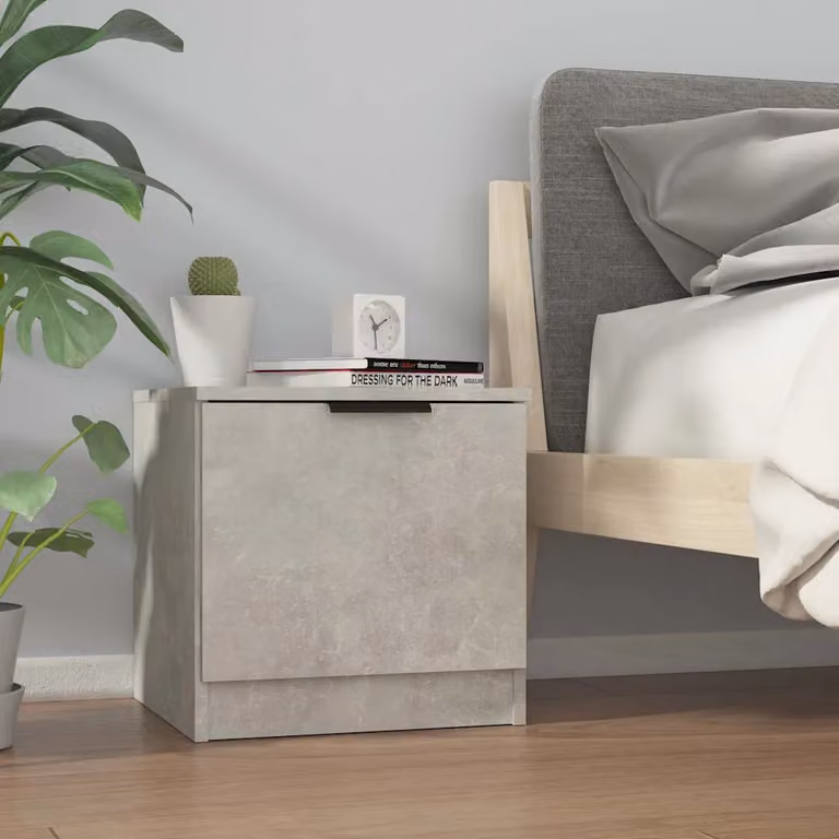 Comodino moderno vidaXL in legno MDF grigio opaco L/P/H: 40 x 39 x 40 cm