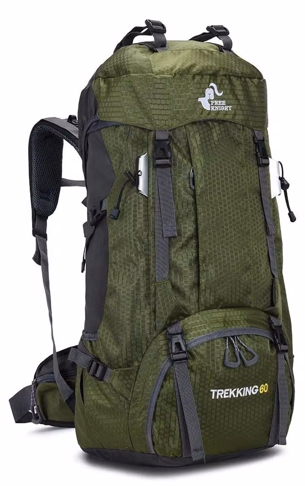 Zaino da trekking impermeabile e leggero, con coperta antipioggia, capacità 60 litri