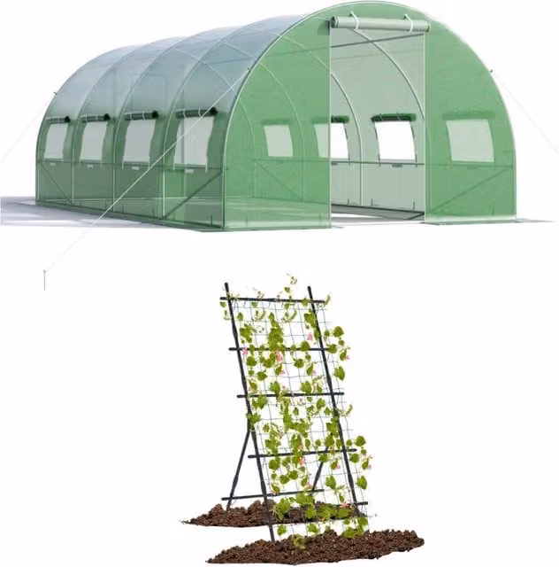 Serra per piante da giardino e traliccio da giardino alto 187cm, Serra tunnel per orto e supporto verticale per piante