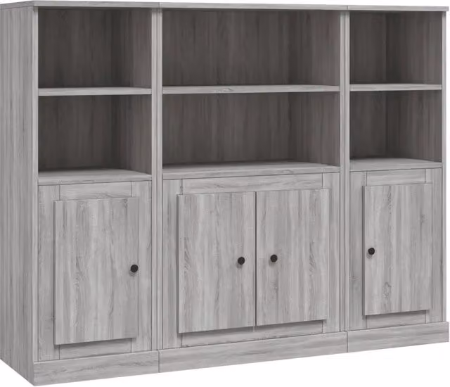 Credenze 3 pz | Madia | Buffet da pranzo | Armadio da pranzo Grigio Sonoma in Legno Multistrato