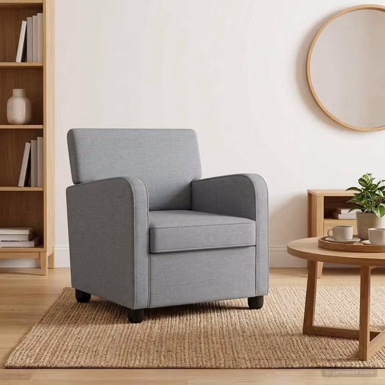 Poltrona Lounge Moderna vidaXL in Tessuto Grigio con Braccioli