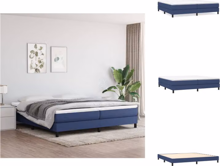 vidaXL Letto a molle con materasso blu 200x200 cm in tessuto - Letti & strutture letto