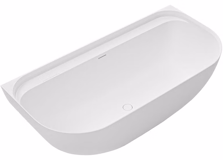 CERANO - Vasca da bagno freestanding in marmo colato Valeria, a parete - bianco opaco - 150x80 cm