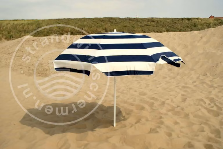 Ombrellone da spiaggia blu navy/bianco in Poliacrilico, Ø 180 cm, ombrellone da campeggio