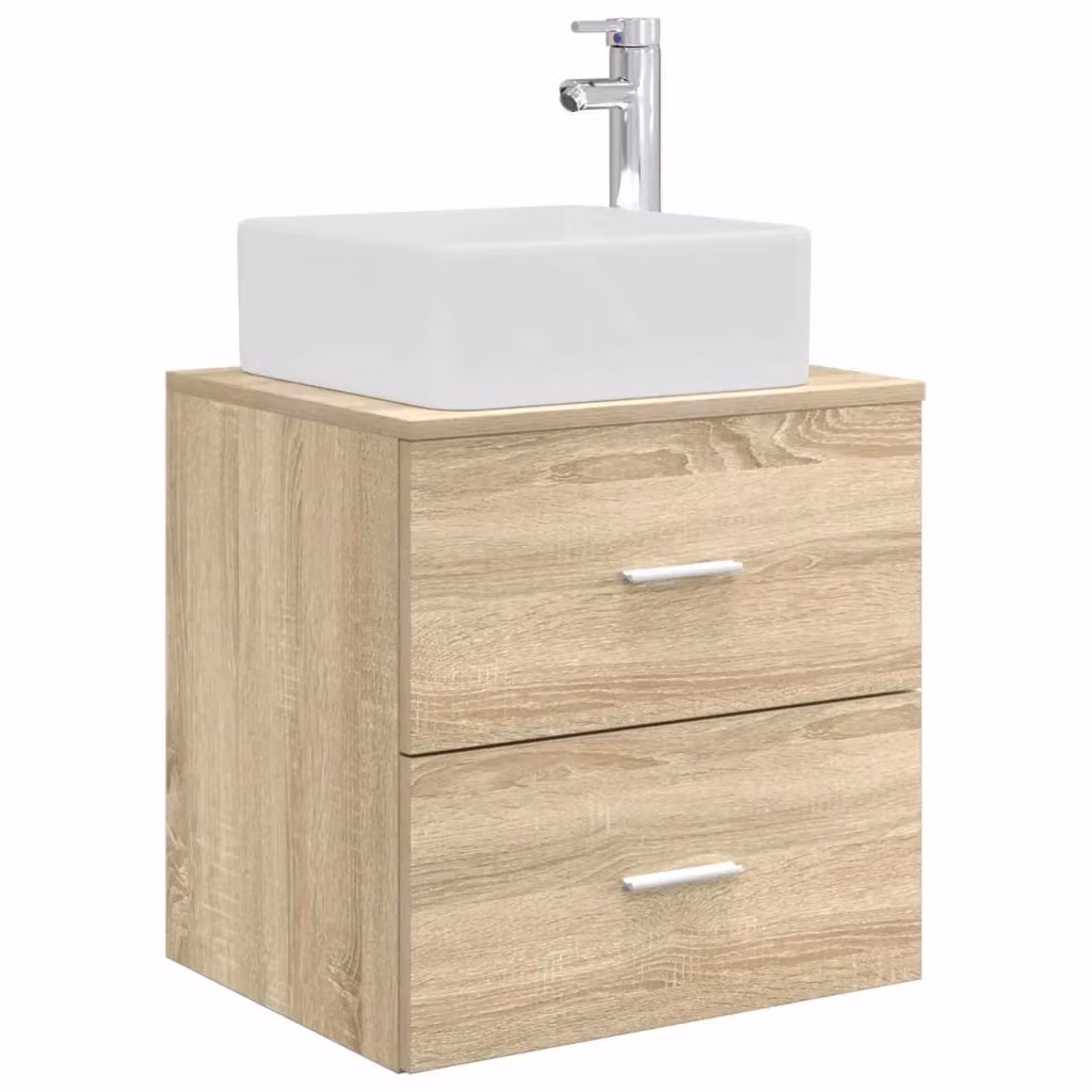 Mobile Lavabo da Parete Moderno vidaXL in Rovere Sonoma Marrone L: 53 cm, P: 34,5 cm, H: 63 cm – 2