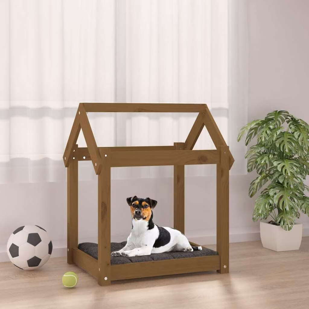The Living Store Letto per cani Honey brown 61x50x70 cm Pino massiccio