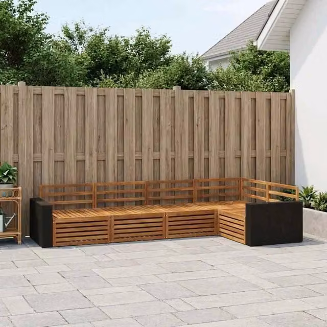 Set di divani da esterno 5 pz Naturale Legno di Acacia Massello 3383362