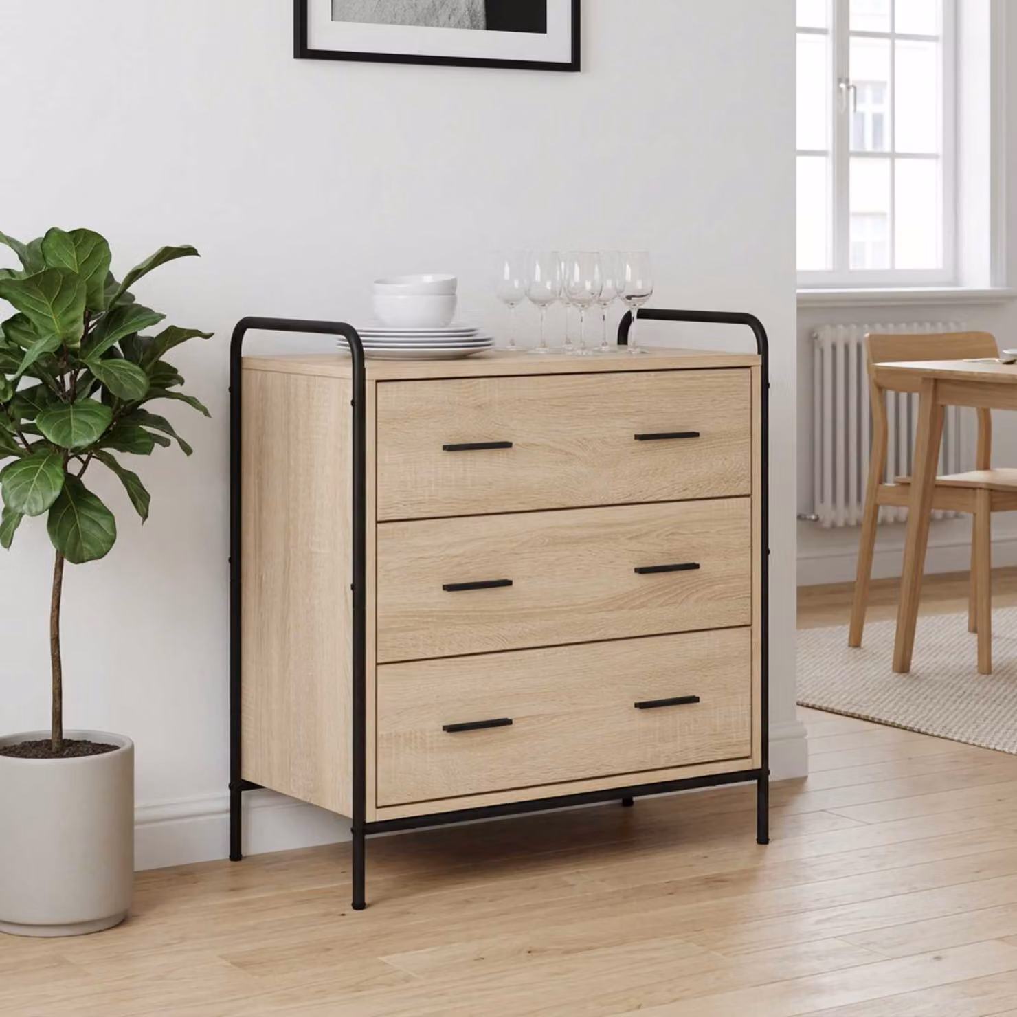 Carrello mobile con cassetti vidaXL in Rovere Sonoma, L 70 cm x P 39,5 cm x H 71 cm