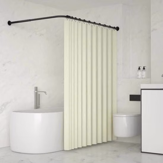 Maniglia per doccia in acciaio inox regolabile L, dimensioni 62-94 x 141-174 cm - Compreso 16 anelli