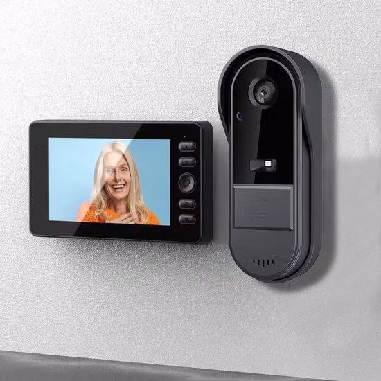 Telecamera di videosorveglianza wireless con schermo da 4,3 pollici - Funzione di videocitofonia wireless per interni - Telecamera di videosorveglianza wireless con monitor