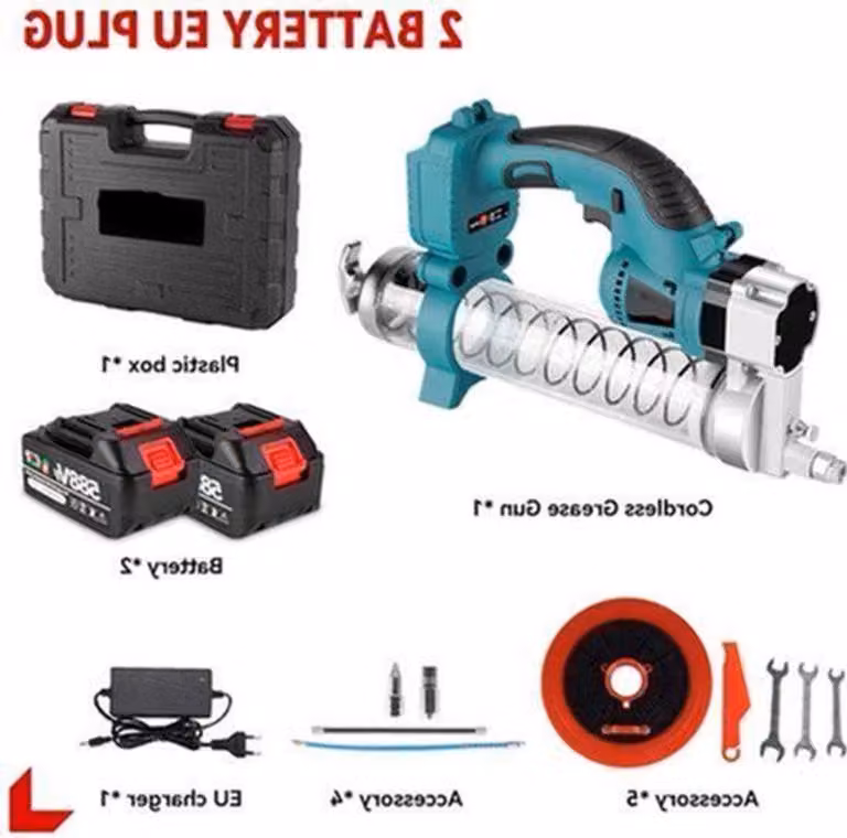 Sgrassatore wireless da 10.000 PSI con 2 batterie e lubrificatore ricaricabile per auto e utensili