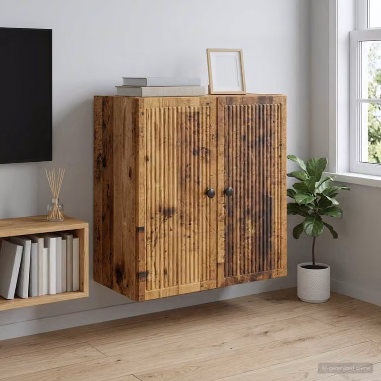 vidaXL Mobiletto a muro in legno stile vintage marrone L: 59 cm, P: 31 cm, H: 60 cm