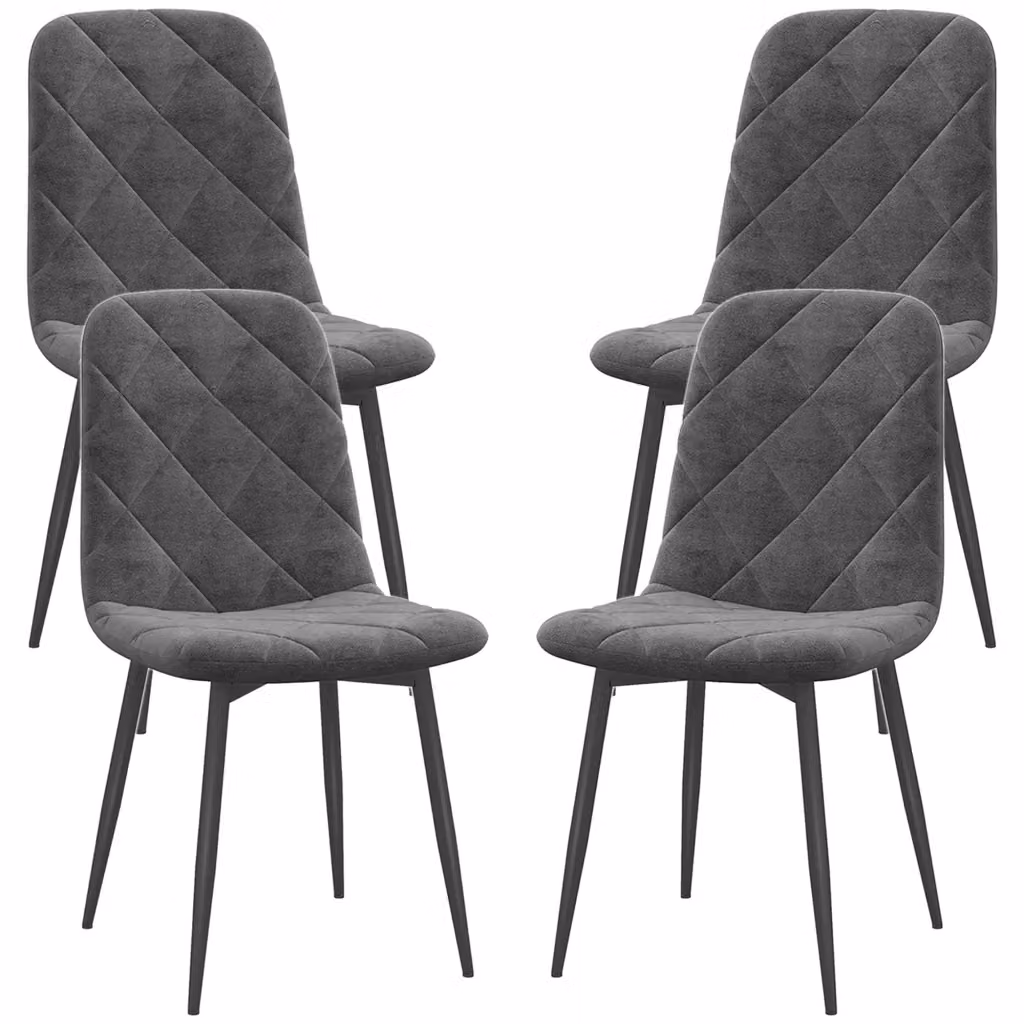 Set di 4 sedie da pranzo Minimal con schienale alto, rivestimento in tessuto grigio effetto velluto e gambe in metallo – 2