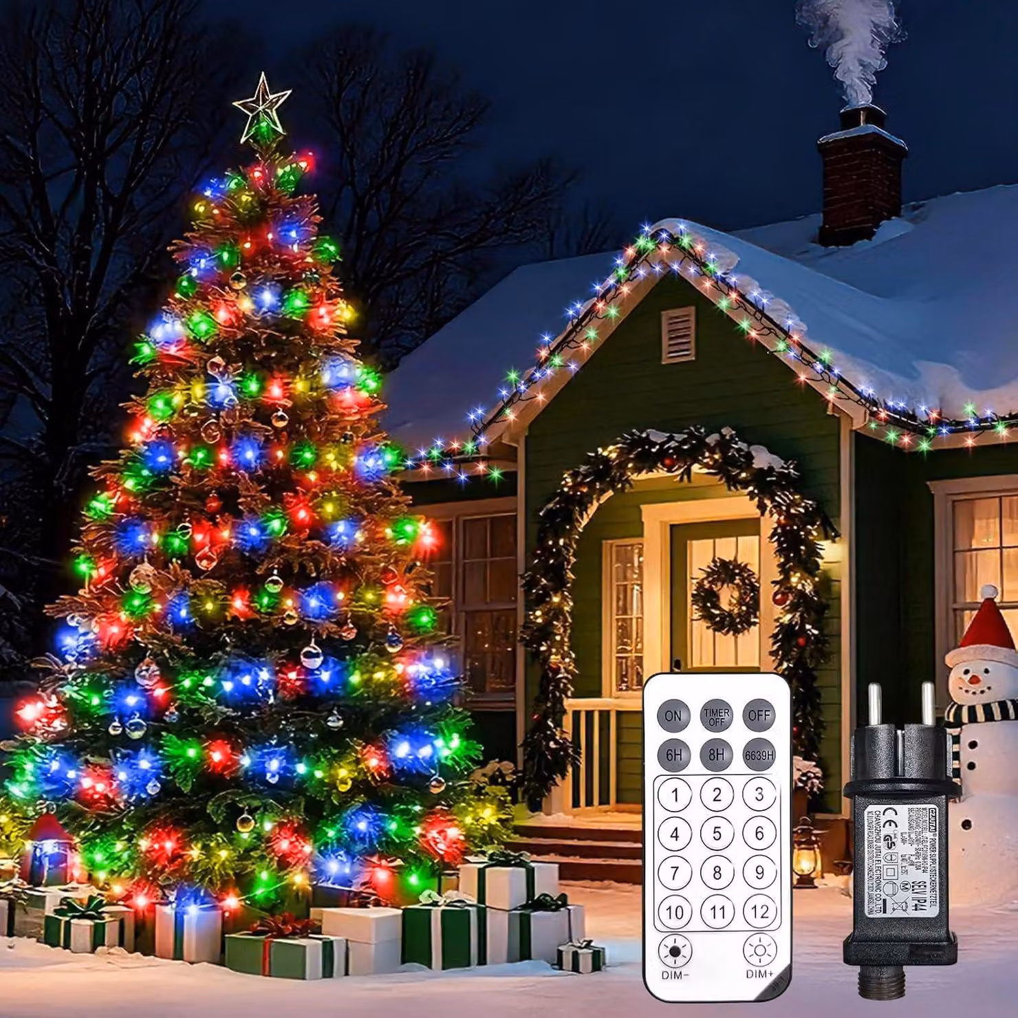 Catena luminosa a LED, 600 LED, 9 metri, multicolore, 12 modalità, timer, telecomando