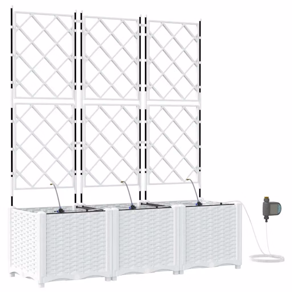 Set di 3 fioriere da esterno vidaXL in acciaio bianco per il tuo giardino L/P/H: 120 x 40 x 142 cm, 120 x 40 x 40 cm, 120 x 40 x 210 cm – 2