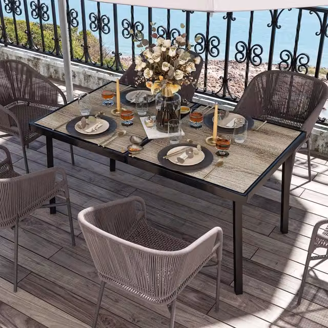 Tavolo rettangolare da giardino WISHDOR in acciaio verniciato grigio opaco