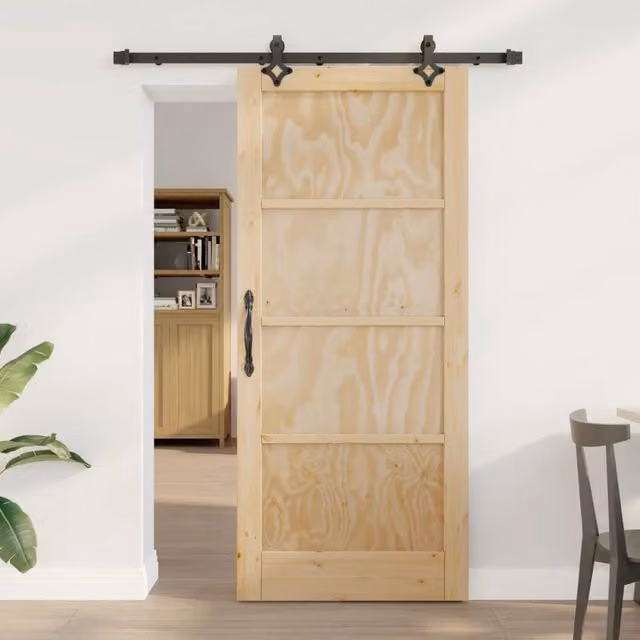 Porta scorrevole moderna vidaXL in legno di pino color marrone e beige L: 152,5 cm, H: 198,5 cm