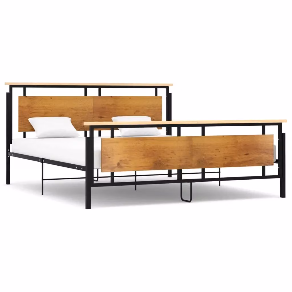 Giroletto vidaXL in metallo e legno color rovere e nero L/P/H: 180 x 200 x 24 cm – 2