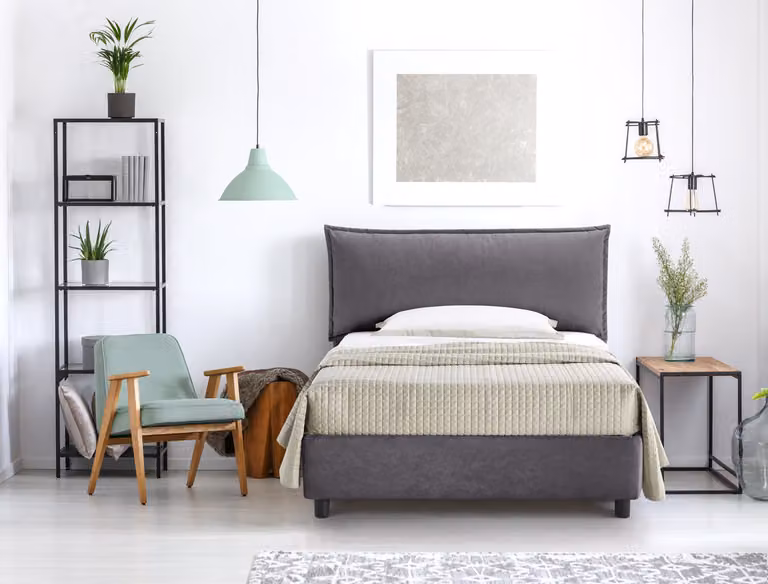 Letto Piazza e Mezzo Contenitore ARLES Grigio