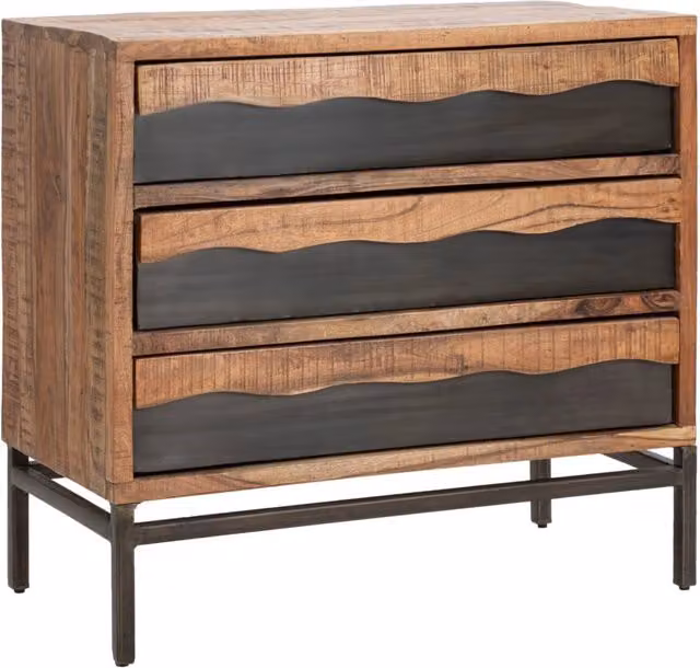 Comò Yellowstone 88x45x80 cm in Legno di Acacia e in Ferro Marrone e Nero