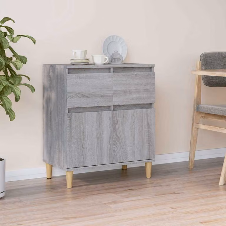 Credenza moderna vidaXL in legno multistrato e MDF, colore Grigio Sonoma, L 60 cm x P 35 cm x H 70 cm